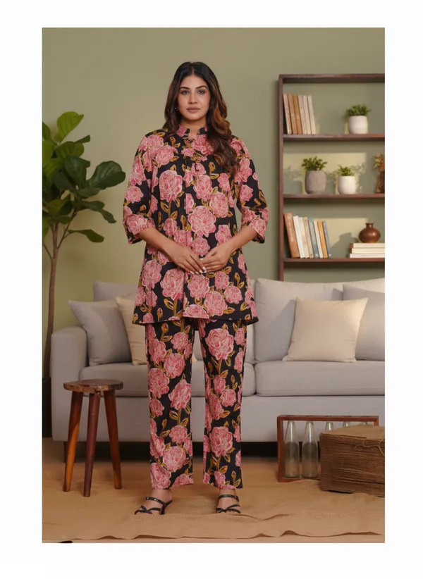 Black_Cotton_Floral_Print_Co-Ord_Set_For_Women