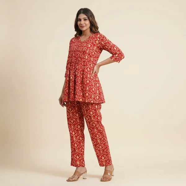 Red_Cotton_Printed_Co-Ord_Set_For_Women