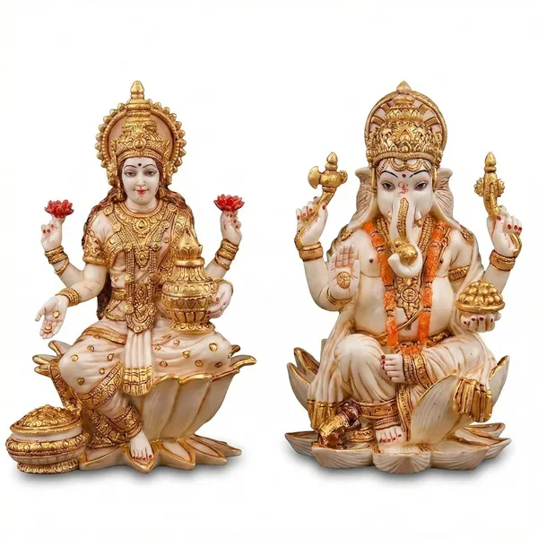 Earthen_7_Lakshmi_Ganesh_Idol_Set_For_Pooja_18_Cm_Marble_Finish_Murti_Gold_Hand_Painted_Religious_Statue_Diwali_Gift_Home_Temple_Decor
