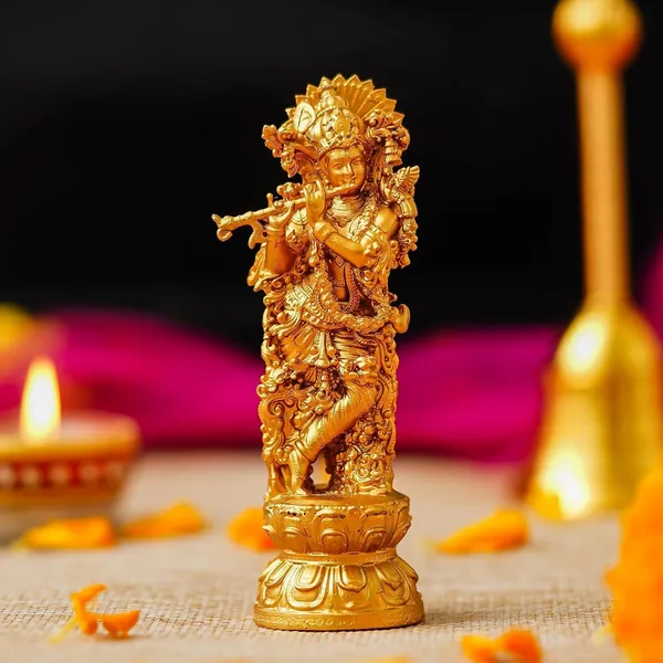 Earthen_Lord_Krishna_Idol_Hindu_Dev_Figurine_Krishna_With_Flute_Murti_Decorative_Handcrafted_Statue_Religious_Statue_Brass_Marble_Krishna_Idol_Murti_For_Car_Dashboard_10_X_30_Cm