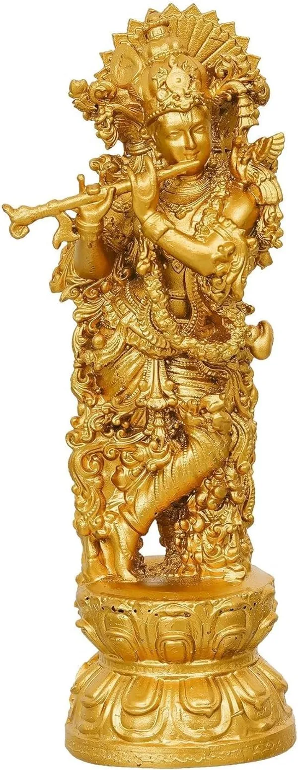 Earthen_Lord_Krishna_Idol_Hindu_Dev_Figurine_Krishna_With_Flute_Murti_Decorative_Handcrafted_Statue_Religious_Statue_Brass_Marble_Krishna_Idol_Murti_For_Car_Dashboard_10_X_30_Cm