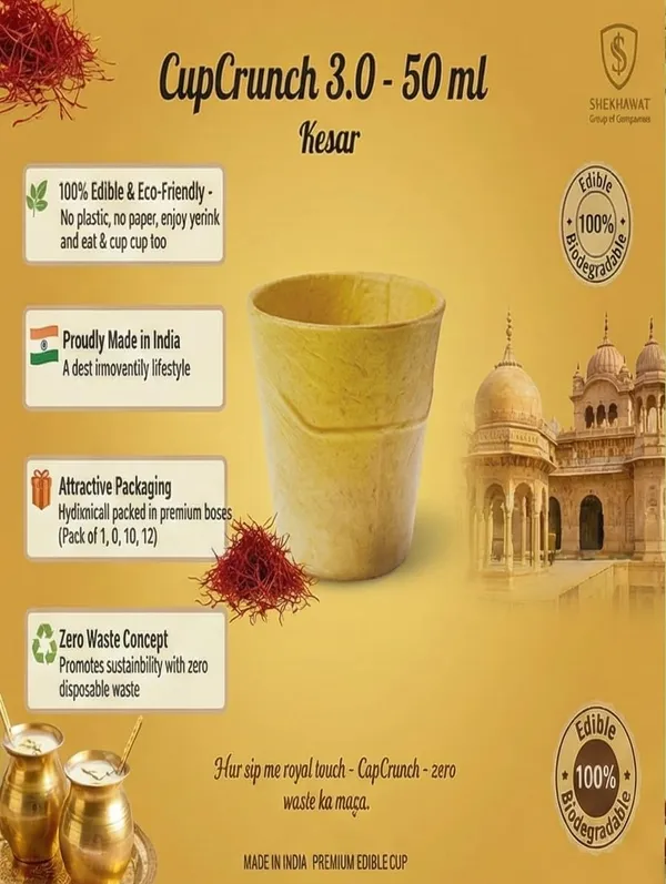 Cupcrunch_3_0_Edible_Cup_Kesar_Flavor_50_Ml_Pack_Of_6_100_Edible_Biodegradable_Zero_Waste_Cups_For_Tea_Coffee_Kulhad_Desserts_Made_In_India