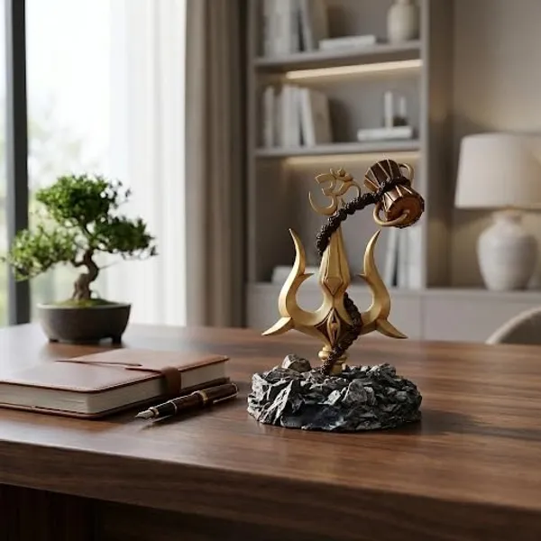 Anantkriti_Divine_Lord_Shiva_Trishul_With_Damru_And_Om_Symbol_Spiritual_Mahadev_Figurine_For_Home_Decor_Office_Desk_Car_Dashboard_Antique_Gold_Finish_Height_6_88_Inch
