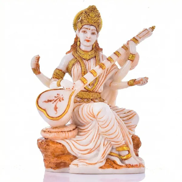 Anantkriti_Handcrafted_Goddess_Saraswati_Idol_White_Gold_Finish_Resin_Murti_With_Veena_6_Inch_Spiritual_Home_Temple_Decor_Vastu_Gift_Item