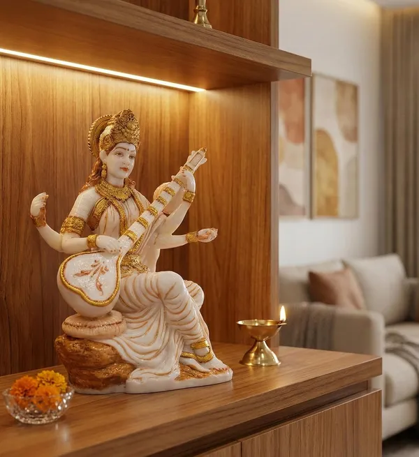 Anantkriti_Handcrafted_Goddess_Saraswati_Idol_White_Gold_Finish_Resin_Murti_With_Veena_6_Inch_Spiritual_Home_Temple_Decor_Vastu_Gift_Item
