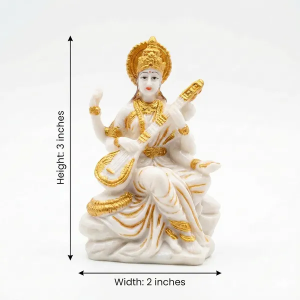 Anantkriti_Mini_Handcrafted_Goddess_Saraswati_Idol_White_Gold_Finish_Resin_Murti_With_Veena_3_Inch_Small_Home_Mandir_Study_Desk_Decor_Spiritual_Gift_Item