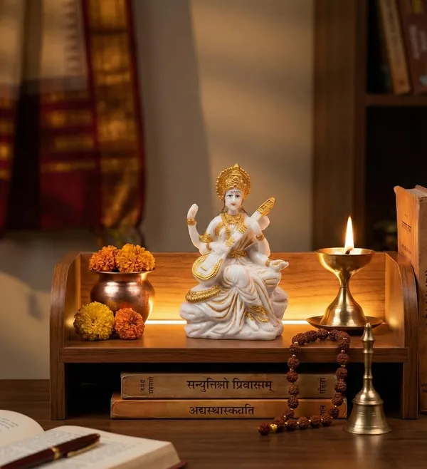 Anantkriti_Mini_Handcrafted_Goddess_Saraswati_Idol_White_Gold_Finish_Resin_Murti_With_Veena_3_Inch_Small_Home_Mandir_Study_Desk_Decor_Spiritual_Gift_Item