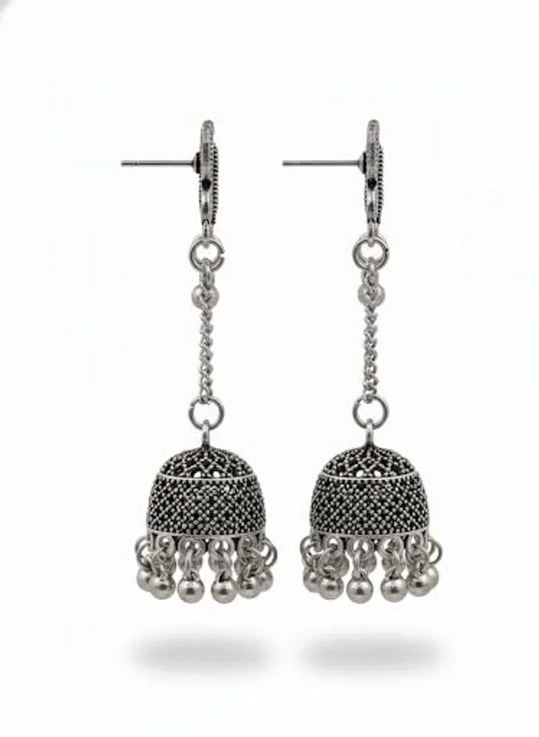 Anantkriti_Jewels_Silver_Oxidised_Butterfly_Long_Chain_Jhumka_Earrings_Boho_Style_Geometric_Drop_Jhumki_Antique_German_Silver_Finish