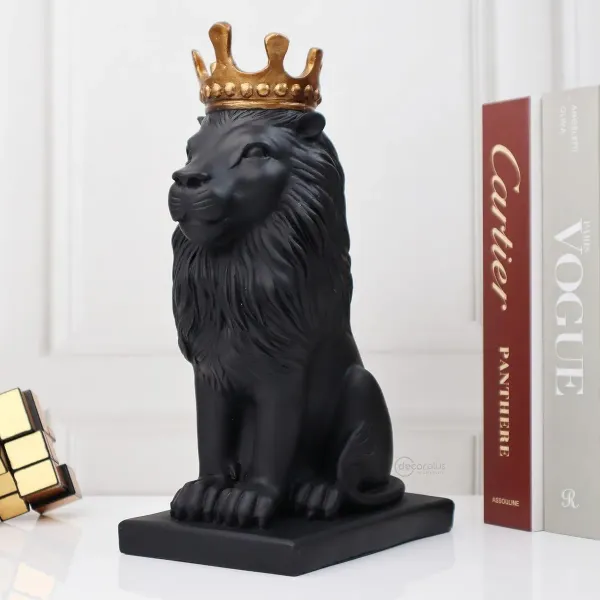 Black_Nordic_Elegance_Regal_Lion_–_Handcrafted_Polyresin_Showpiece_with_Golden_Crown