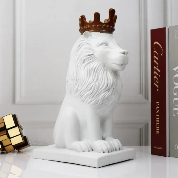 Pristine_White_Nordic_Regal_Lion_–_Handcrafted_Dual-Tone_Polyresin_Showpiece_with_Rose_Gold_Crown