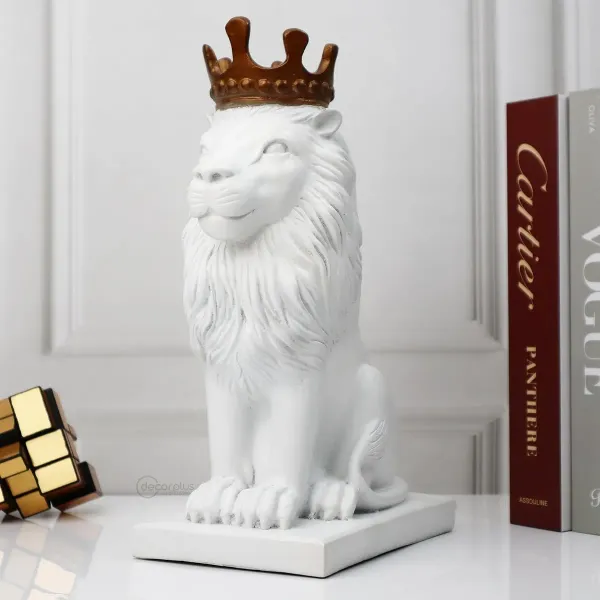 Pristine_White_Nordic_Regal_Lion_–_Handcrafted_Dual-Tone_Polyresin_Showpiece_with_Rose_Gold_Crown