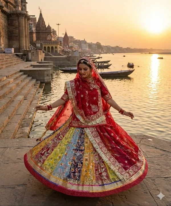 Traditional_Red_Lehenga_Choli_with_Multicolor_Panels
