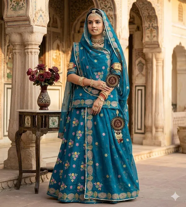 Blue_Floral_Embroidered_Lehenga_Choli_Set_with_Dupatta__Traditional_Indian_Ethnic_Wear