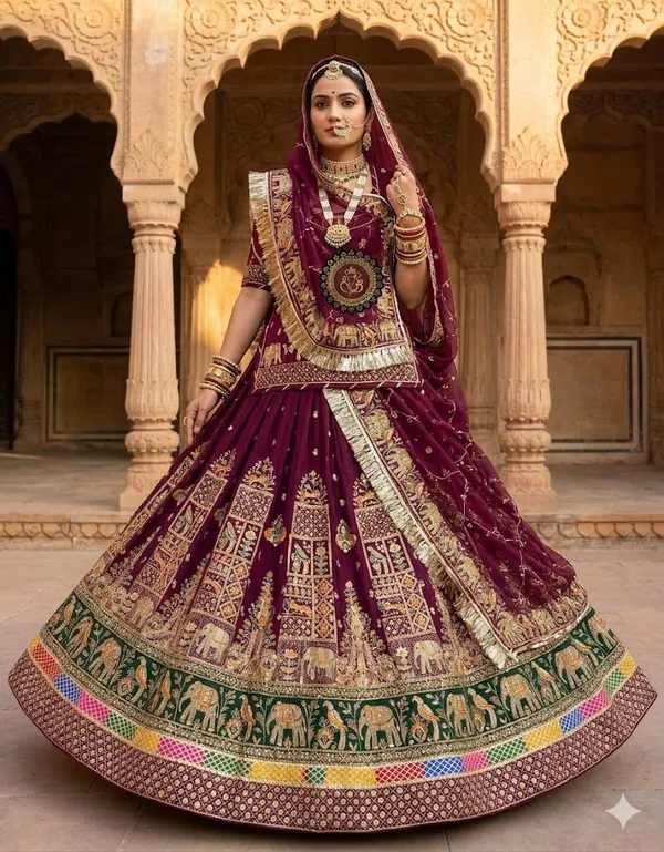 Bridal_Maroon_and_Gold_Embroidered_Lehenga_Choli_Set