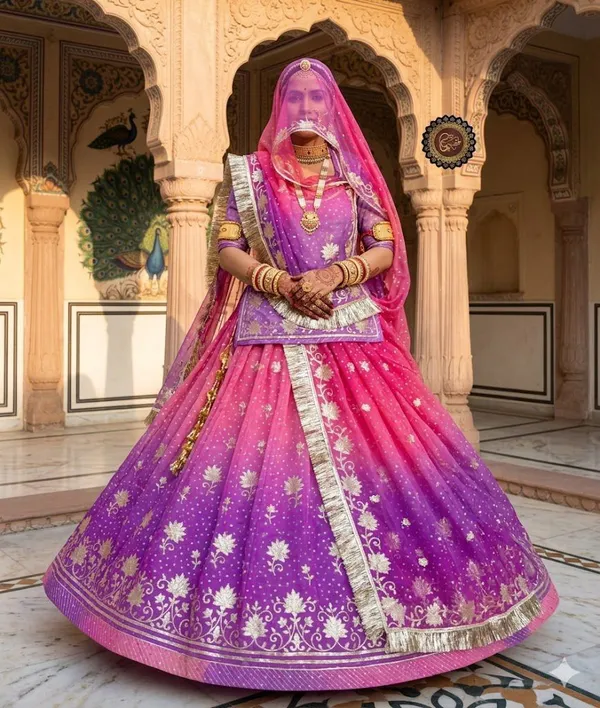 Ethnic_Lehenga_Choli_Set_with_Dupatta__Pink_And_Purple_Embroidered_Bridal_Wear