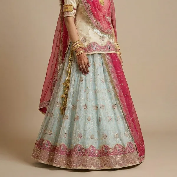 Pink_and_Mint_Green_Embroidered_Lehenga_Choli_Set_with_Dupatta