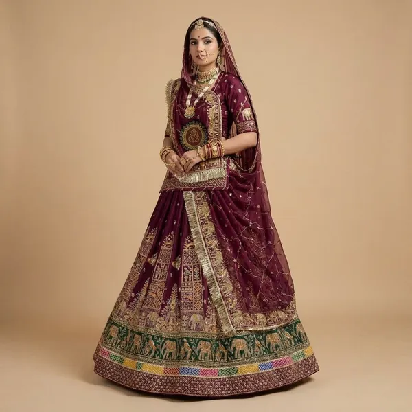 Bridal_Maroon_and_Gold_Embroidered_Lehenga_Choli_Set