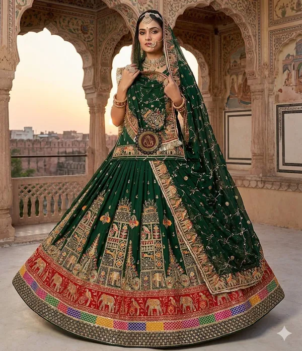 Bridal_Green_Velvet_Embroidered_Lehenga_Choli_Set_with_Heavy_Zari_Work