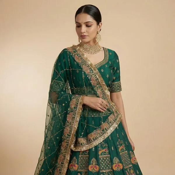 Green_Embroidered_Bridal_Lehenga_Choli_with_Elephant_and_Architectural_Motifs