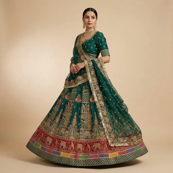 Green_Embroidered_Bridal_Lehenga_Choli_with_Elephant_and_Architectural_Motifs