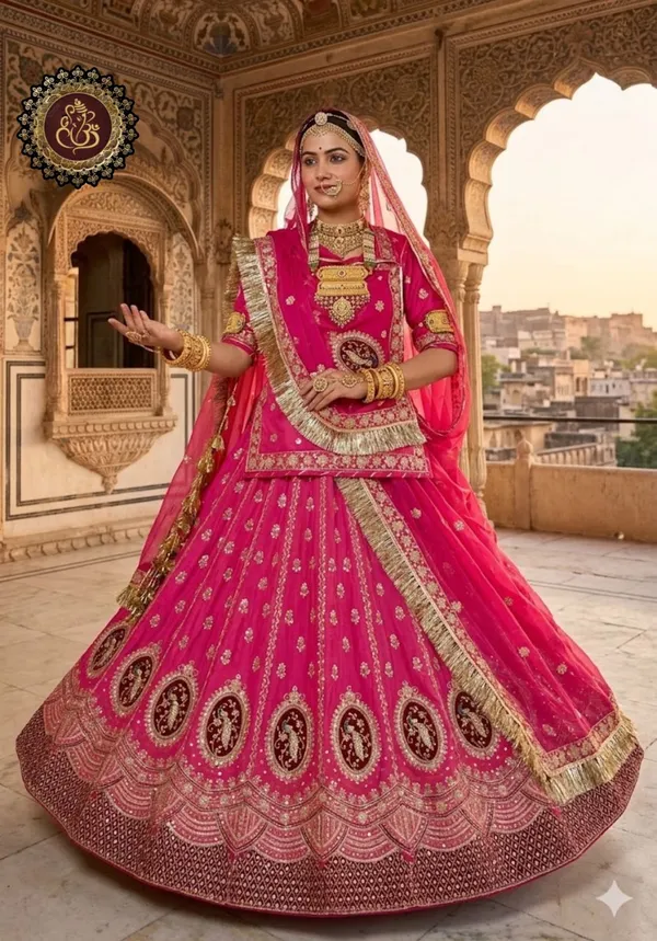 Magenta_Pink_Bridal_Lehenga_Choli_with_Heavy_Golden_Embroidery__Traditional_Wedding_Wear