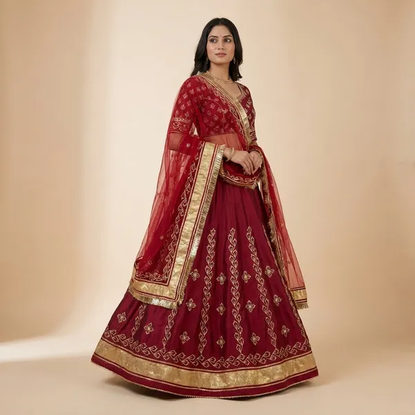 Traditional_Maroon_Embroidered_Lehenga_Choli_Set_with_Golden_Border
