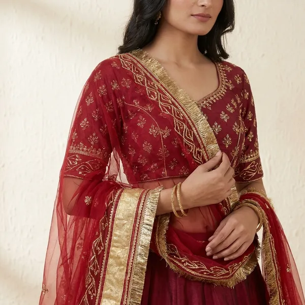 Traditional_Maroon_Embroidered_Lehenga_Choli_Set_with_Golden_Border
