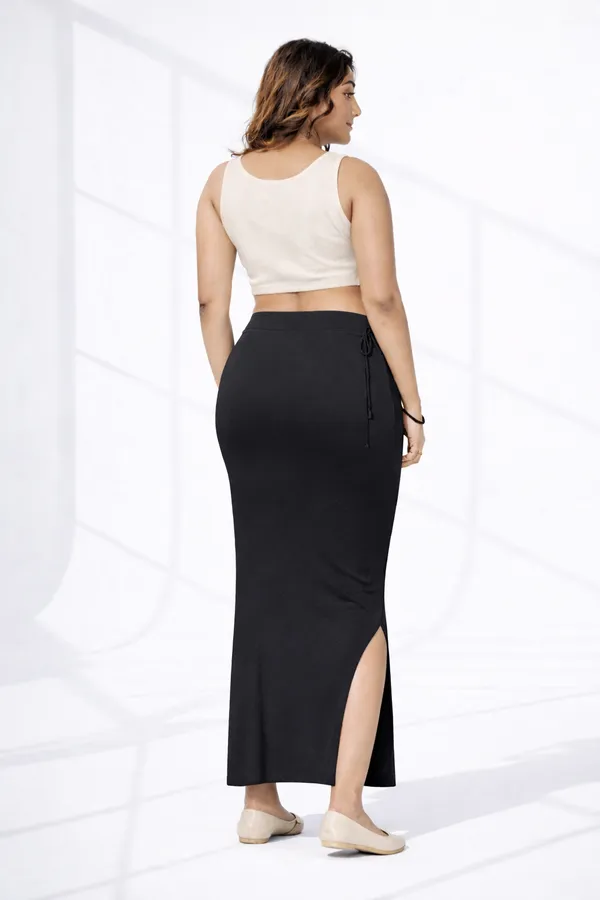 Premium_Charcoal_Grey_Cotton_Blend_Saree_Petticoat_For_Women_Stretchable_Fishcut_Shapewear_Underskirt