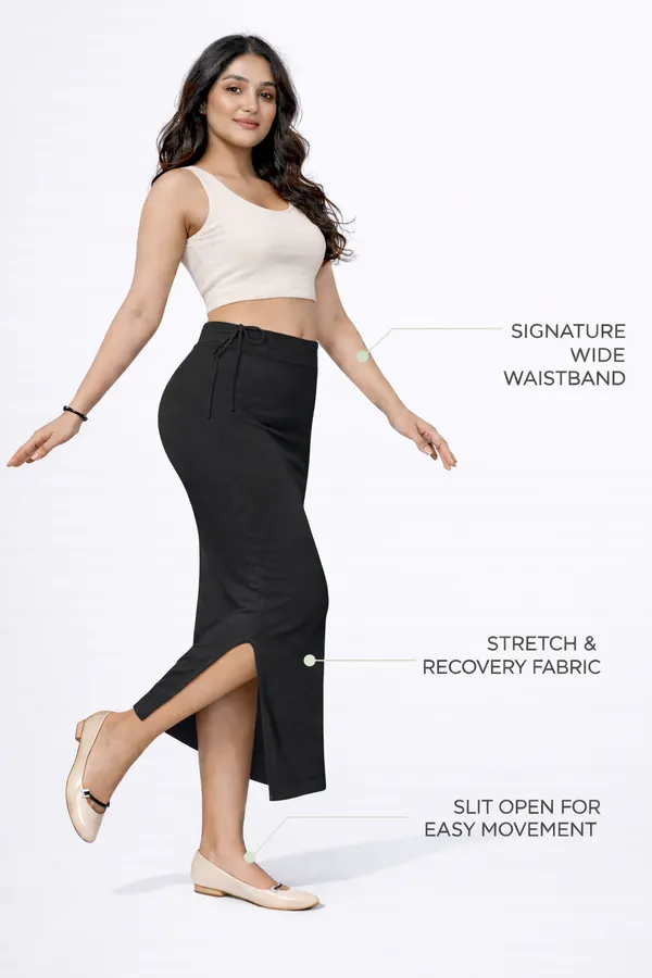 Premium_Charcoal_Grey_Cotton_Blend_Saree_Petticoat_For_Women_Stretchable_Fishcut_Shapewear_Underskirt