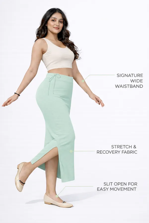 Premium_Mint_Green_Cotton_Blend_Saree_Petticoat_For_Women_Stretchable_Fishcut_Shapewear_Underskirt