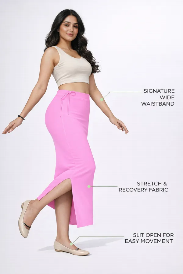 Buy_1_Get_1_Premium_Baby_Pink_And_Dark_Green_Cotton_Blend_Saree_Petticoat_For_Women_Stretchable_Fishcut_Shapewear_Underskirt