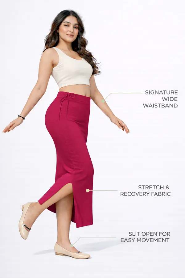 Premium_Magenta_Cotton_Blend_Saree_Petticoat_For_Women_Stretchable_Fishcut_Shapewear_Underskirt