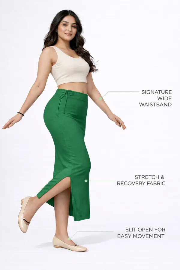 Premium_Women_Cotton_Straight_Cut_Green_Saree_Petticoat_Shapewear_Stretchable_Cotton_Blend_Petticoat