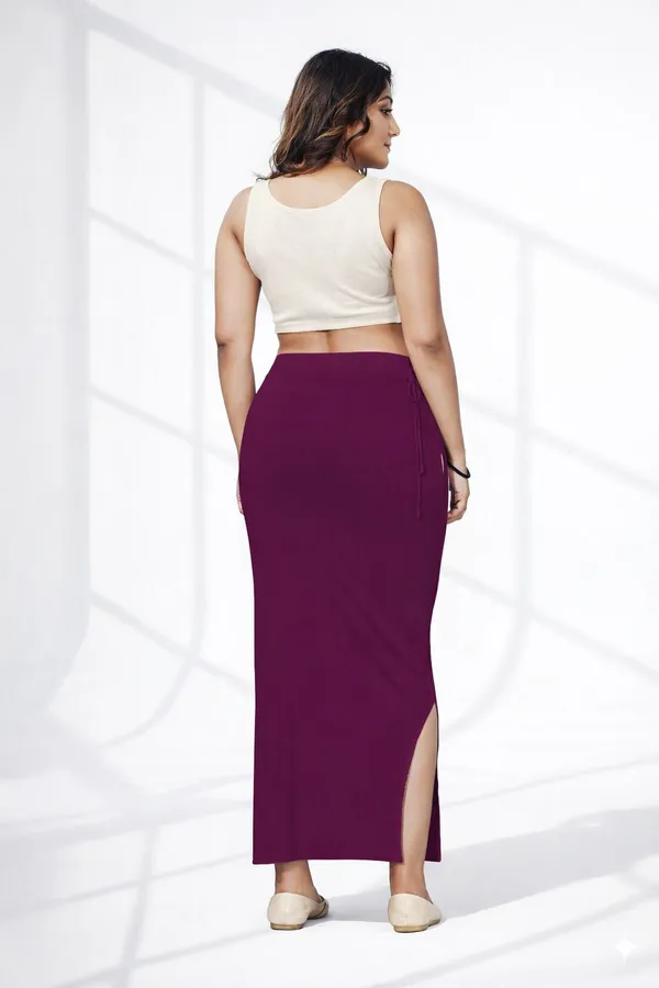 Premium_Women_Cotton_Straight_Cut_Wine_Saree_Petticoat_Shapewear_Stretchable_Cotton_Blend_Petticoat