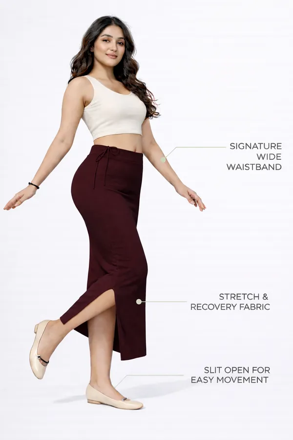 Premium_Deep_Maroon_Cotton_Blend_Saree_Petticoat_For_Women_Stretchable_Fishcut_Shapewear_Underskirt