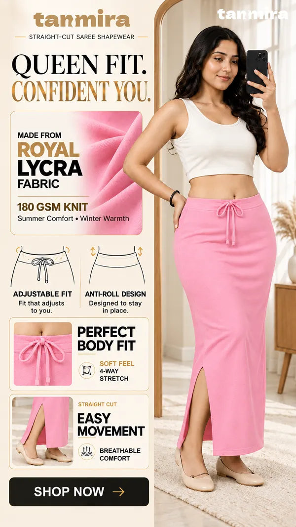 Premium_Royal_Lycra_Baby_Pink_Saree_Shapewear,_Straight_Cut,_Stretchable,_Breathable