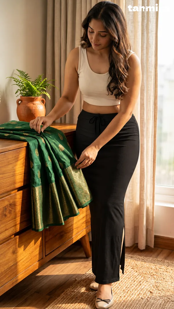 Premium_Royal_Lycra_Black_Saree_Shapewear,_Straight_Cut,_Stretchable,_Breathable
