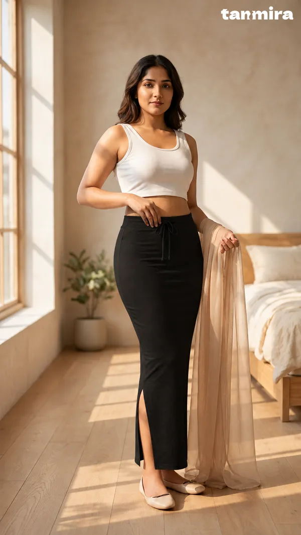 Premium_Royal_Lycra_Black_Saree_Shapewear,_Straight_Cut,_Stretchable,_Breathable