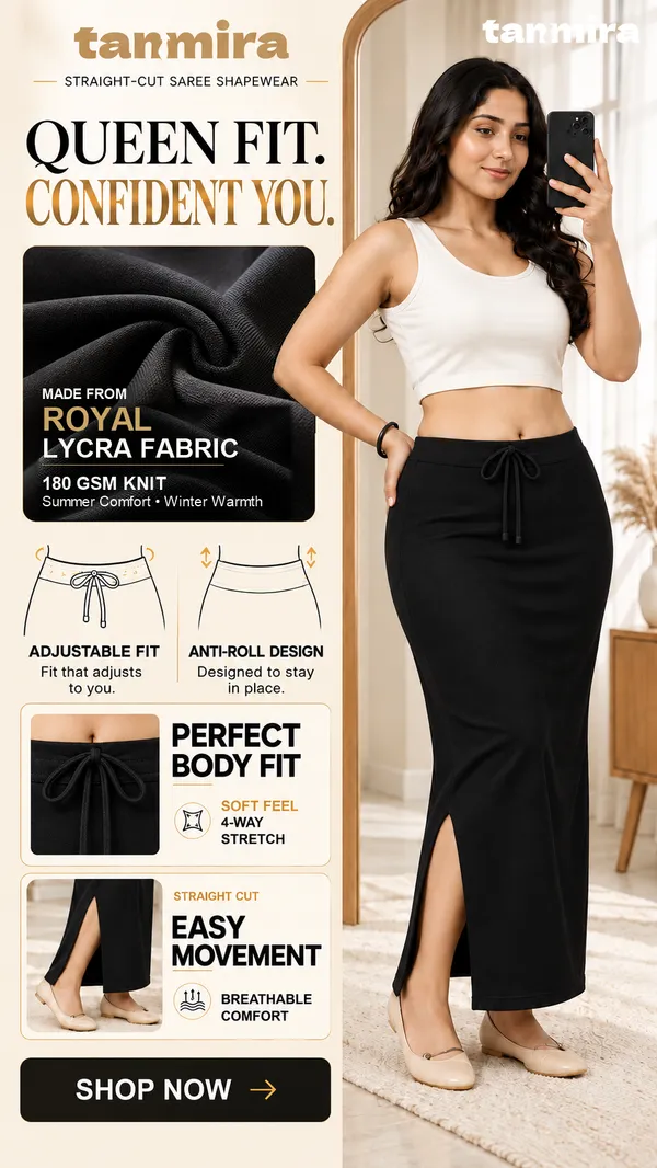Premium_Royal_Lycra_Black_Saree_Shapewear,_Straight_Cut,_Stretchable,_Breathable
