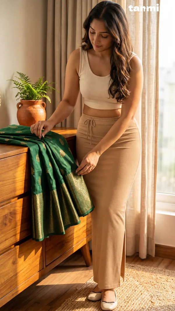 Premium_Royal_Lycra_Chikoo_Saree_Shapewear,_Straight_Cut,_Stretchable,_Breathable