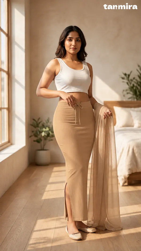 Premium_Royal_Lycra_Chikoo_Saree_Shapewear,_Straight_Cut,_Stretchable,_Breathable