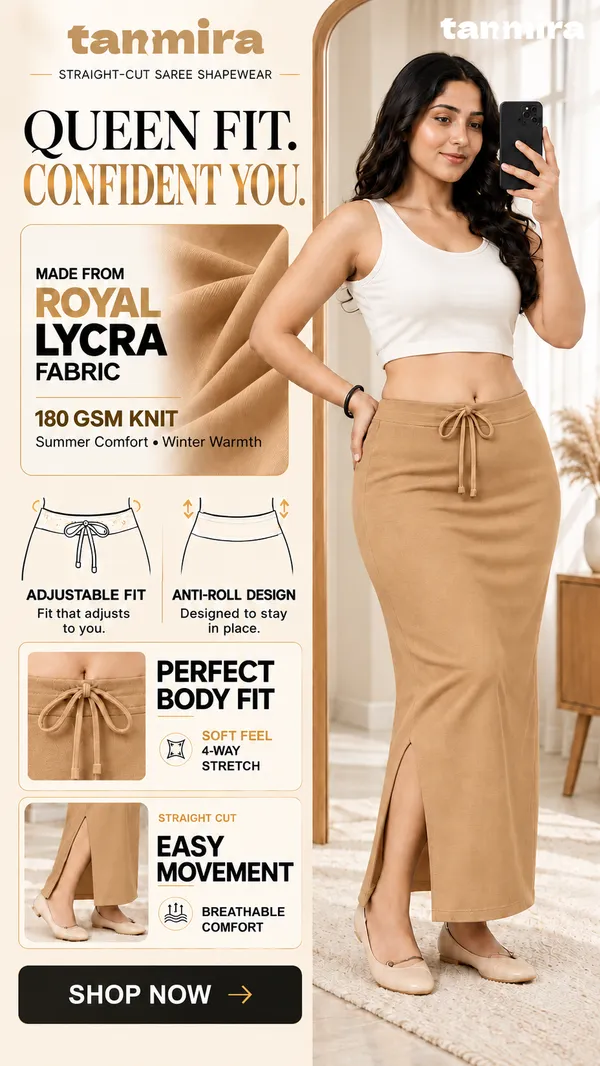 Premium_Royal_Lycra_Chikoo_Saree_Shapewear,_Straight_Cut,_Stretchable,_Breathable