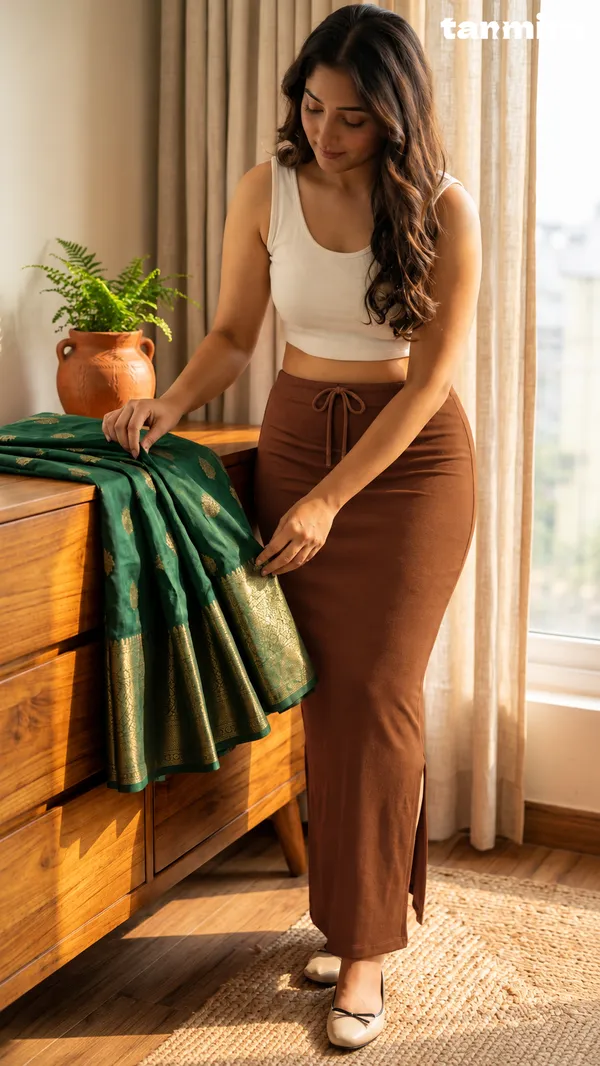 Premium_Royal_Lycra_Chocolate_Saree_Shapewear,_Straight_Cut,_Stretchable,_Breathable