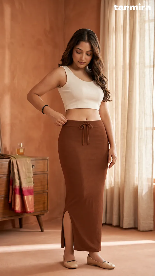 Premium_Royal_Lycra_Chocolate_Saree_Shapewear,_Straight_Cut,_Stretchable,_Breathable