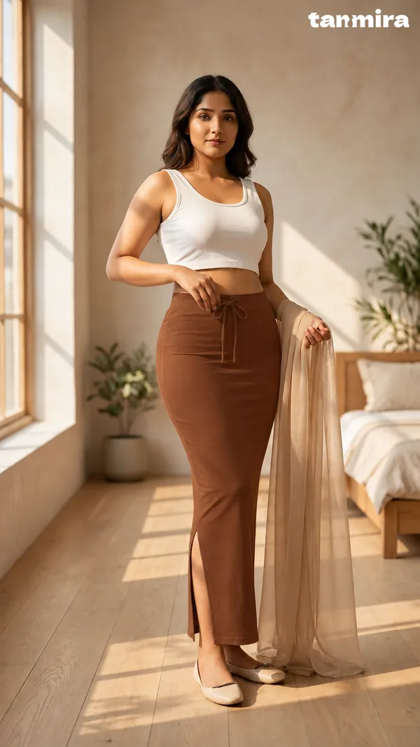 Premium_Royal_Lycra_Chocolate_Saree_Shapewear,_Straight_Cut,_Stretchable,_Breathable