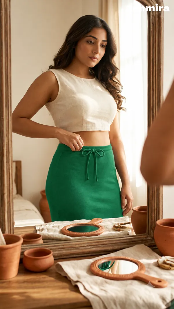 Premium_Royal_Lycra_Green_Saree_Shapewear,_Straight_Cut,_Stretchable,_Breathable