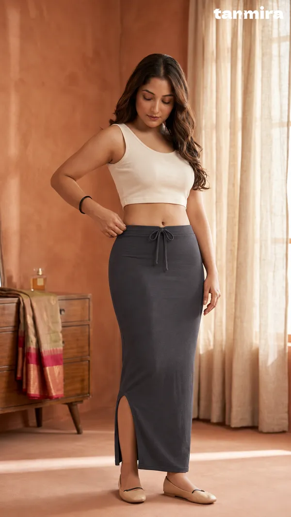 Premium_Royal_Lycra_Grey_Saree_Shapewear,_Straight_Cut,_Stretchable,_Breathable