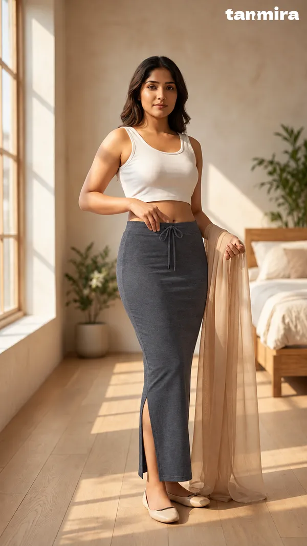 Premium_Royal_Lycra_Grey_Saree_Shapewear,_Straight_Cut,_Stretchable,_Breathable