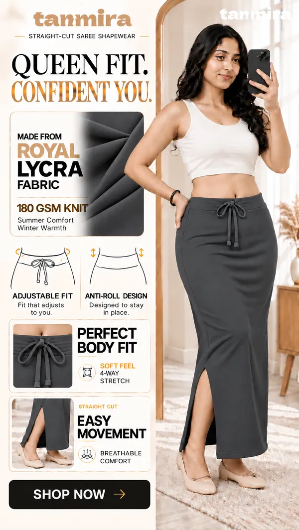 Premium_Royal_Lycra_Grey_Saree_Shapewear,_Straight_Cut,_Stretchable,_Breathable