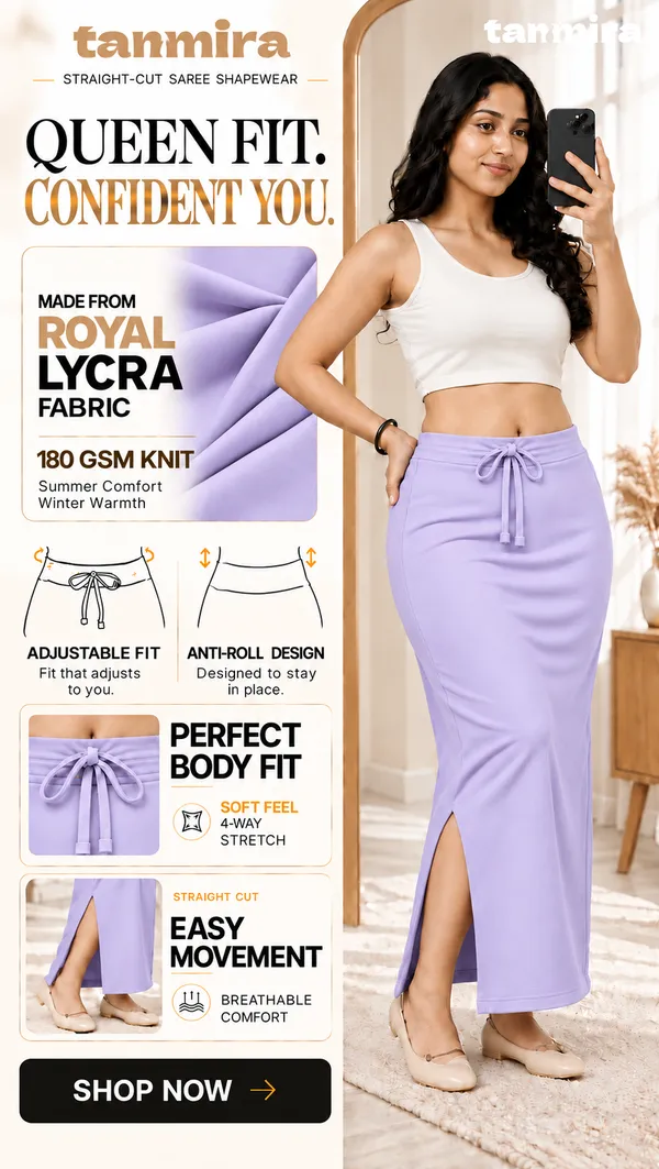 Premium_Royal_Lycra_Lavender_Saree_Shapewear,_Straight_Cut,_Stretchable,_Breathable